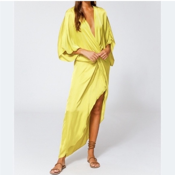 NWT Young Fabulous Broke Neon Wrap Maxi Dress Mermaidcore Siren Resort Vacay - Picture 3 of 15